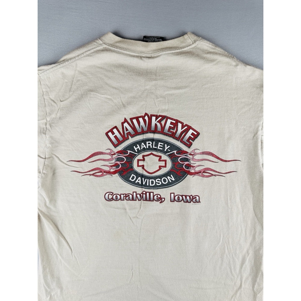 Vintage Harley Davidson T Shirt Flames USA Flag Biker Dealer Iowa M
